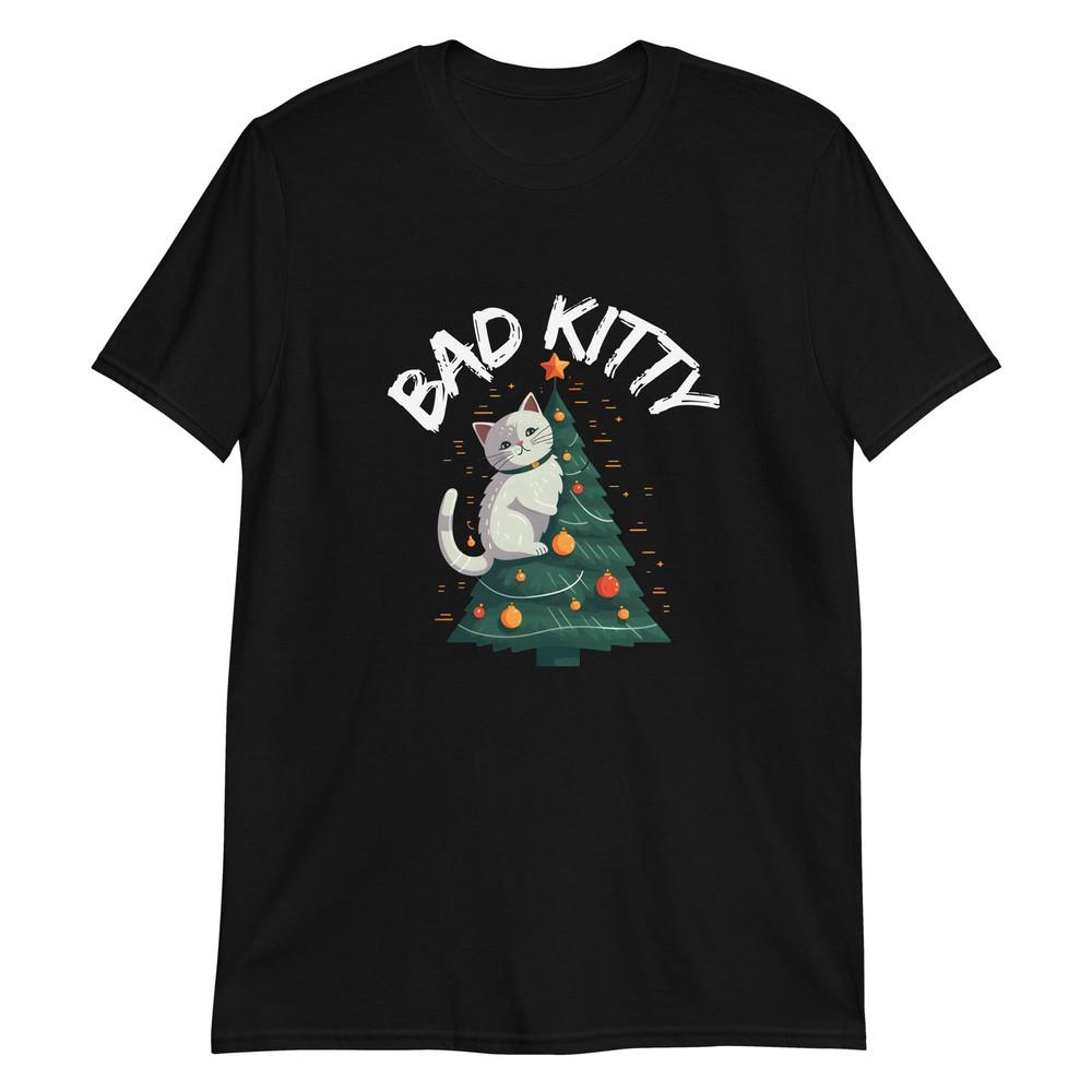 

Bad Cat Kitty Christmas Tree Climb T-Shirt 4XL