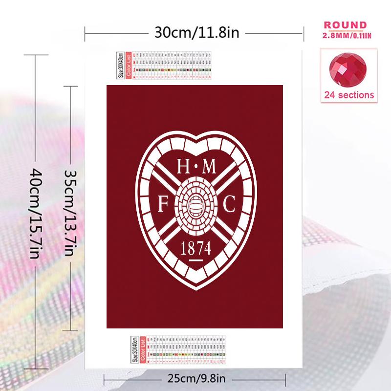 Heart of Midlothian FC Pattern 3pcs 100% Round Full Drill 5D DIY Diamond Painting Embroidery Cross Stitch Rhinestone Décor