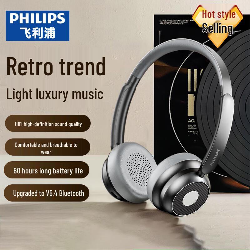 Philips TAH1129 Retro Over-Ear Wireless Bluetooth Headphones
