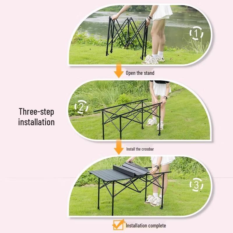 Feitule Adjustable Height Roll-Up Camping Table