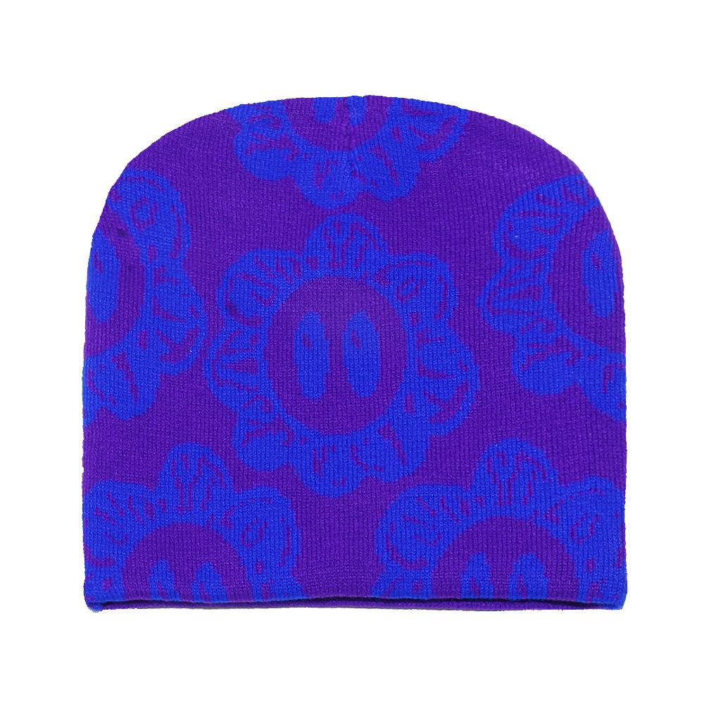 Cold Hat Internet Celebrity Jacquard Sun Flower Knitted Wool Hat Warm Pullover Hat Wholesale