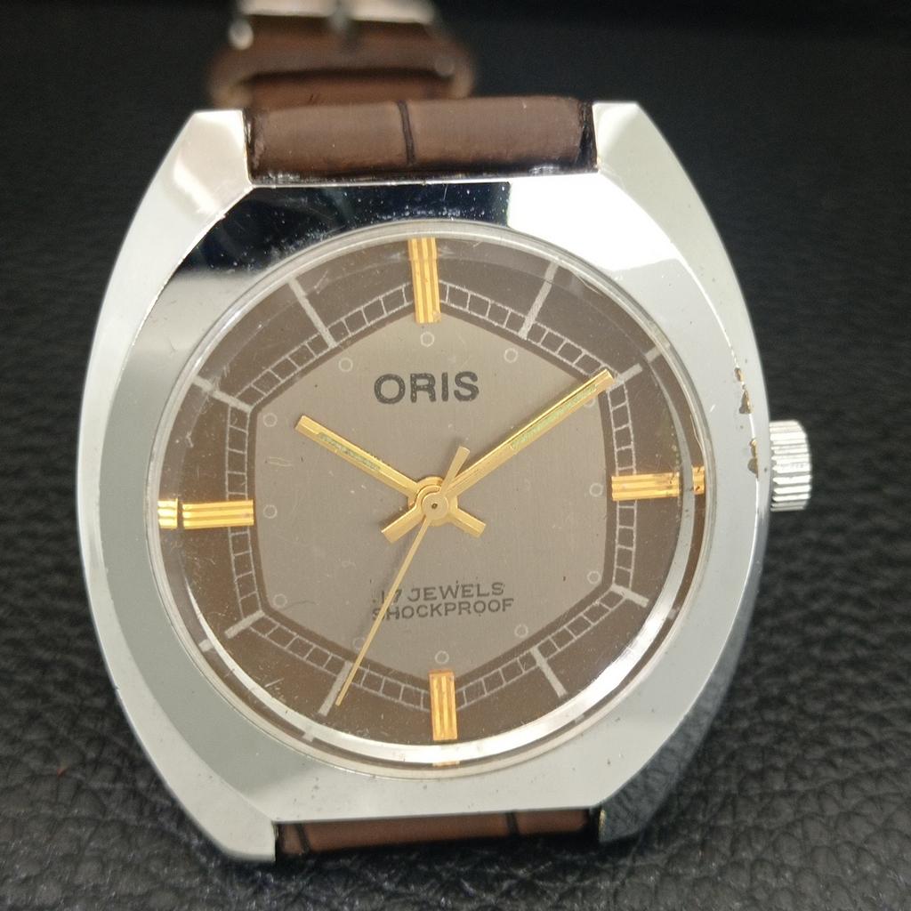 RELÓGIO MASCULINO SUÍÇO VINTAGE REFORMADO DE COROA MANUAL COM MOSTRADOR CINZA a704630-1