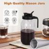 64oz,Mason Jar, Beverage Glass Bottle, Juice Bottle, with Handle, Lid, Scale, Mason Cup