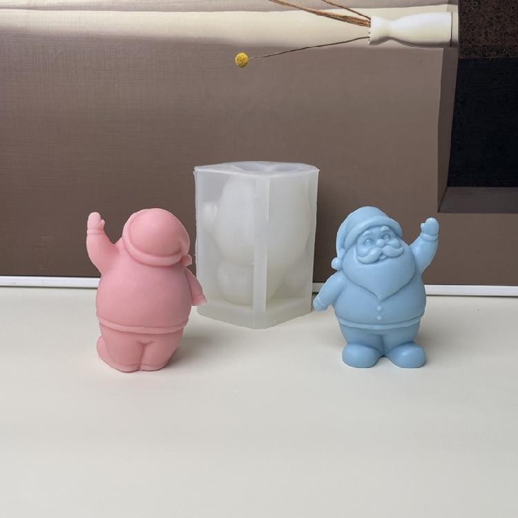 Weihnachts-Weihnachtsmann Silikon-Kerzenform Wiederverwendbares Stabiles Bastelwerkzeug für Feiertagsdekorationen und Backzubehör