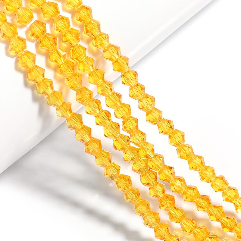 Apx 95pcs/Strand 4mm Shiny Crystal Beads Bicone Beads Faceted Glass Beads Loose Spacer Beads for Bracelet DIY Jewelry Making