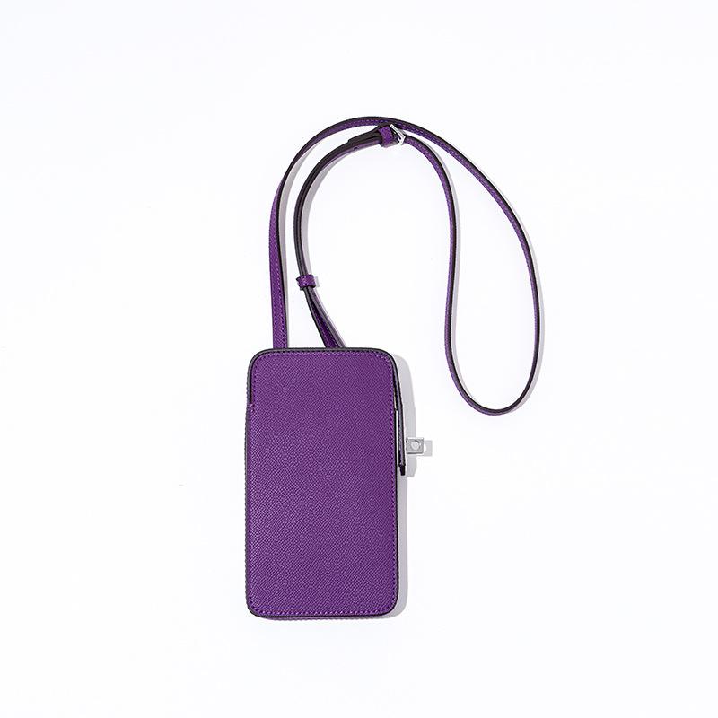 New Fashionable Versatile Lock Mobile Phone Bag Palm Pattern Leather Box Bag Simple Solid Color Messenger Mini Bag Women