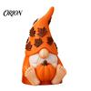 Autumn Gnome Decorations Fall Figurine Sitting with Pumpkin & Maple Leaves, 3D Printed Dwarf Party Table Accents Statue, Thanksgiving Shelf