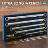 5-Piece Extra Long Box End Wrench Set, Metric 8mm-19mm, 6 Point Extended Bolt Extractor Wrench, CR-V Labor-Saving Aviation Spanner with EVA Foam