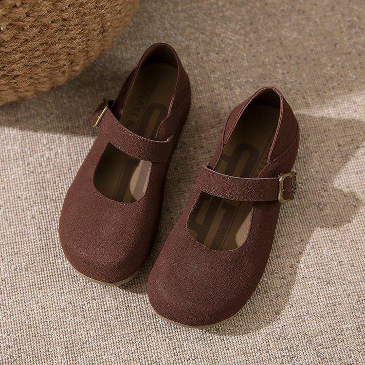

Leather Mary Jane women s shoes 2025 autumn new retro Boken shoes flat two wear maternity shoes bag head single shoes soft 41