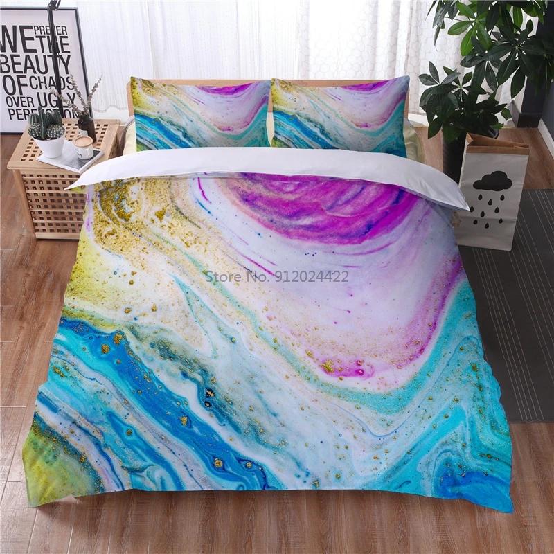 Black White Geometric 3d Bedding Sets Marble Digital Printing Duvet Cover Set with Pillowcase Home Textile Europe Australia Size
