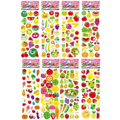 8 Sheets/Set Children Cartoon Sticker Fruit and Vegetable DIY Scrapbook Stickers for Kids Kindergarten Boy Girl Cognitive Toys