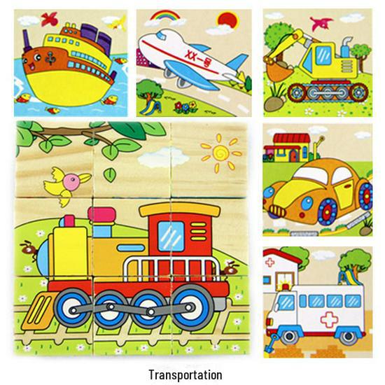 Wooden 3D Jigsaw Puzzle - Educational Birthday Gift for Kids with Six-sided Painting Blocks