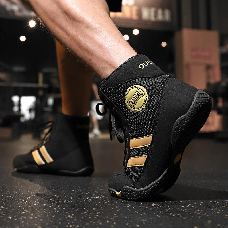 New boxing shoes men's and women's sanda free fighting wrestling shoes squat deadlift indoor fitness comprehensive training shoes