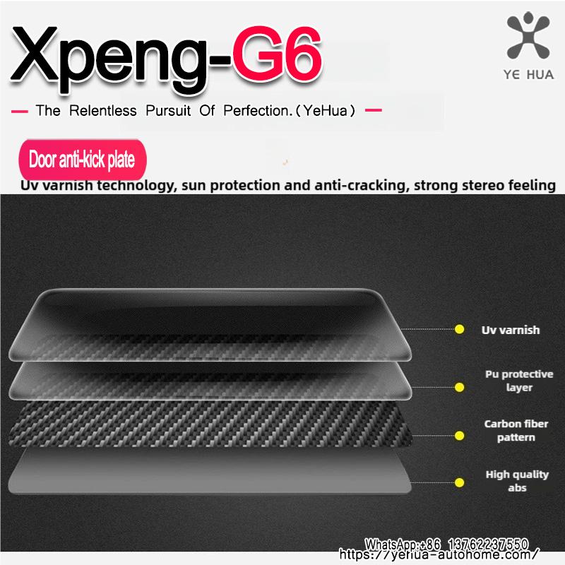 For Xpeng G6 2023-2025 Front & Rear Door Plate Guards ABS Inner Protector Cover Plate Trim Anti-Dirty Welcome Kick Pad