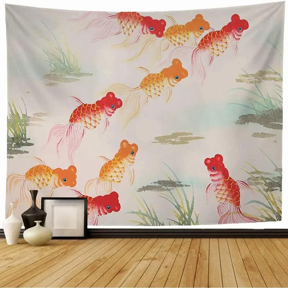 Goldfisch Wandteppich Büro Wohnzimmer Dekoration Zuhause Wandteppich