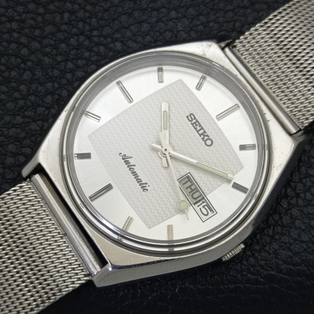 AUTOMATIC VINTAGE SEIKO 6319A JAPAN MENS WHITE COLOR DIAL WATCH a500827-5 R154-a500827