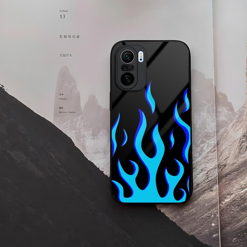 Fashion Flame Pattern Phone Case Tempered Glass For Xiaomi 15 14 12 Lite Pro 13 11t Lite POCO M6 M5 X6 X5 X3 F5 F6 Pro Cover