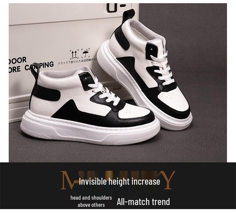 Invisible Height-Boosting 6CM Trendy Unisex Korean Style High-Top Sneakers for Students