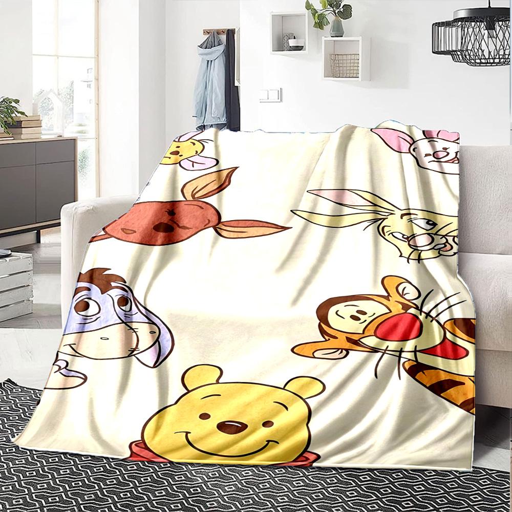 Pooh Friends Adventure Flannel Blanket Super Soft Warm Cozy Blanket For Sofa Bed Office Travel Allseason Home Decor Gift