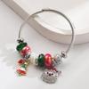 New Christmas Elements Holiday Bangle: Stainless Steel Bracelet with Santa Claus, Christmas Tree, Candy Cane, and Boots Accessories