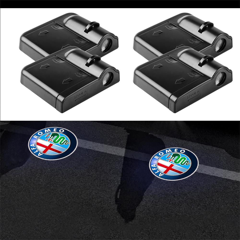 4pcs LED Car Door Magnetic attraction Welcome Lights Laser Projector Logo For Alfa Romeo Giulietta GT 159 156 Ghost Shadow Light