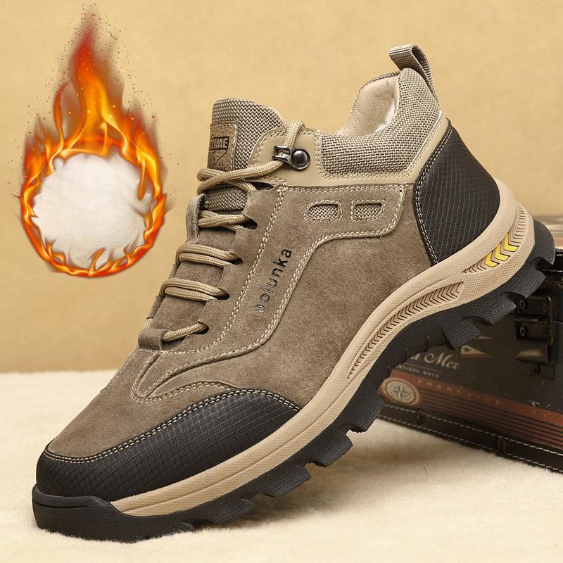 

Мужские кроссовки из натуральной кожи, новинка 2023 года, утепленная уличная рабочая одежда, зимние ботинки, теплые ботинки с шерстяной подкладкой, большая хлопковая обувь 44 хаки