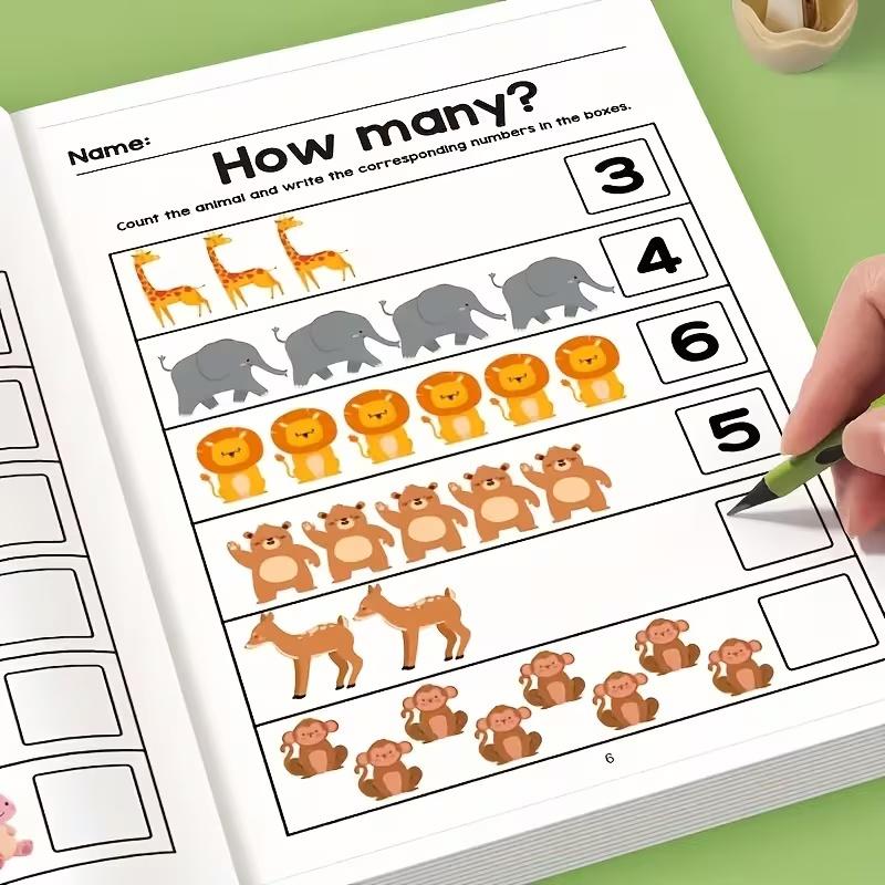 64-Page Math Practice Book for Early Learners Monster Theme Addition & Subtraction Workbook Number Tracing Colorful Math Drills