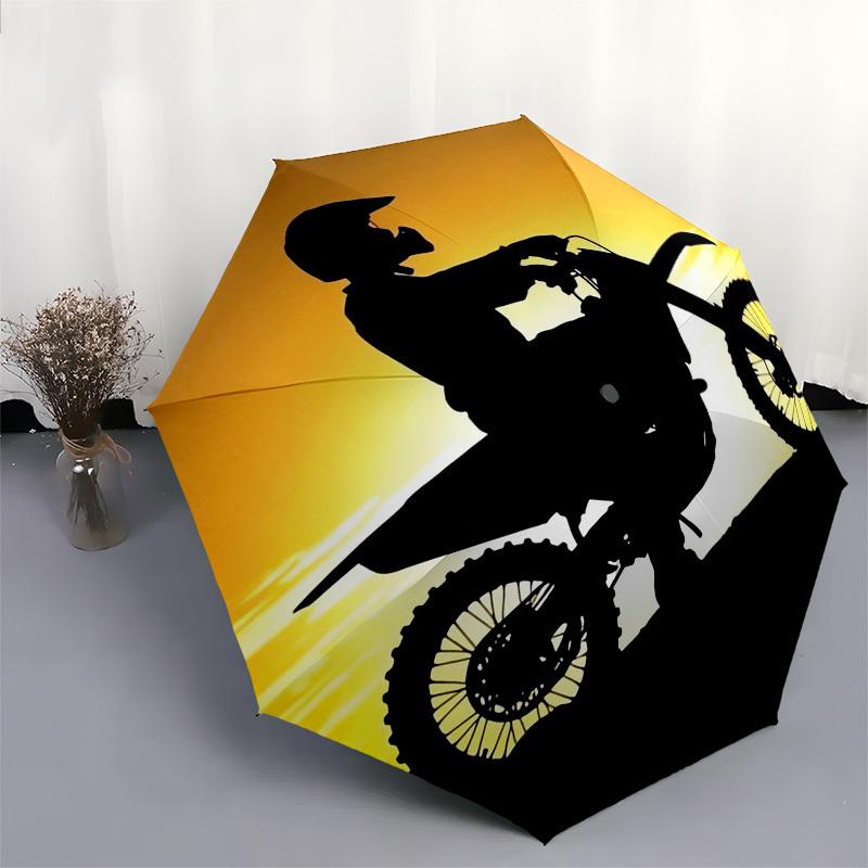 1 Stück Motorrad Sonnenuntergang Thema Hochwertiger Regenschirm, Automatisches Öffnen und Schließen Regenschirm, Multifunktionaler Regenschirm G0811049
