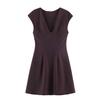 2026 Spring European & American Style Women's V-neck Crepe Short-Sleeve Dress