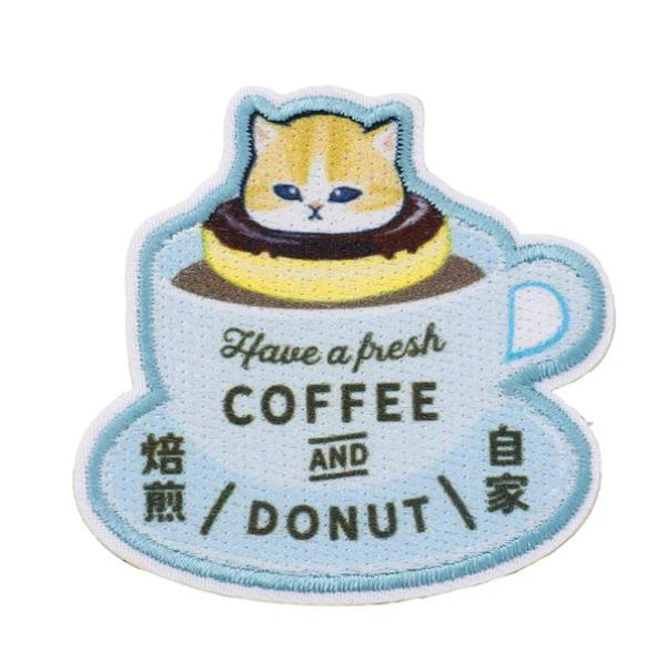 

mofusand Mofusand COFFEE AND DONUTS Наклейка Blue Patch Домашней Обжарки Япония НОВЫЙ
