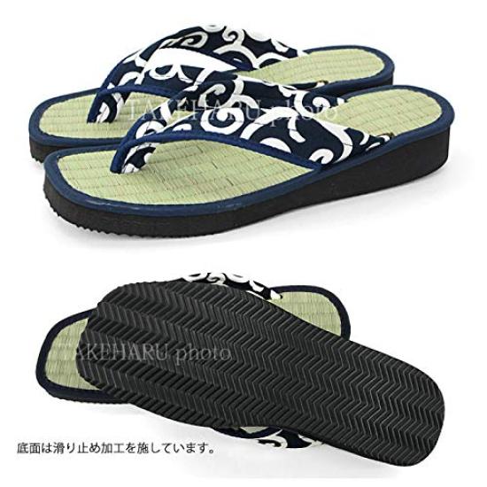 Takeharu Geta Made In Tatami and Igusa Calypso Seigaiha Size L Men's Sandals, Japan, Grass, Pattern, Pattern,