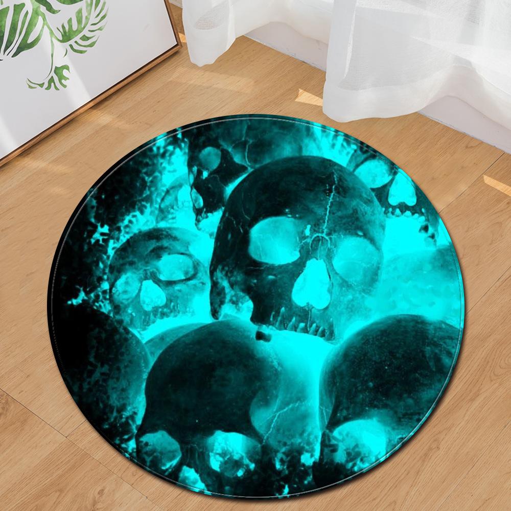 Skull Round Carpet Computer Chair Mat Office Chair Floor Mat Door Mat Foot Mat