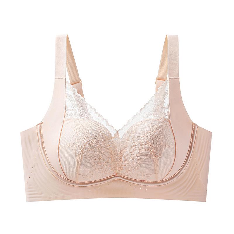 Adjustable Wire-Free Lace Push-Up Bra for Small Busts – Nude, Skin-Friendly with Side Support