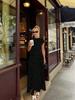 Women's Crew Neck Polka Dot Printed Maxi Dress Vintage Waist Defined