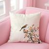 Chinese Style Simple Bird Flowers Cushion Cover Linen Pillowcase Cover Soft Decor for Sofa Home Room