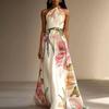 Spring New Women's Clothing, Foreign Trade European and American Dresses, Elegant Casual Loose Plant-printed Dresses