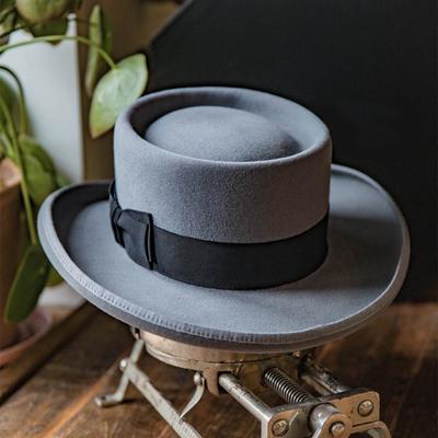 Ribbon Decorative Wool Hat Pork Pie Felt Hat