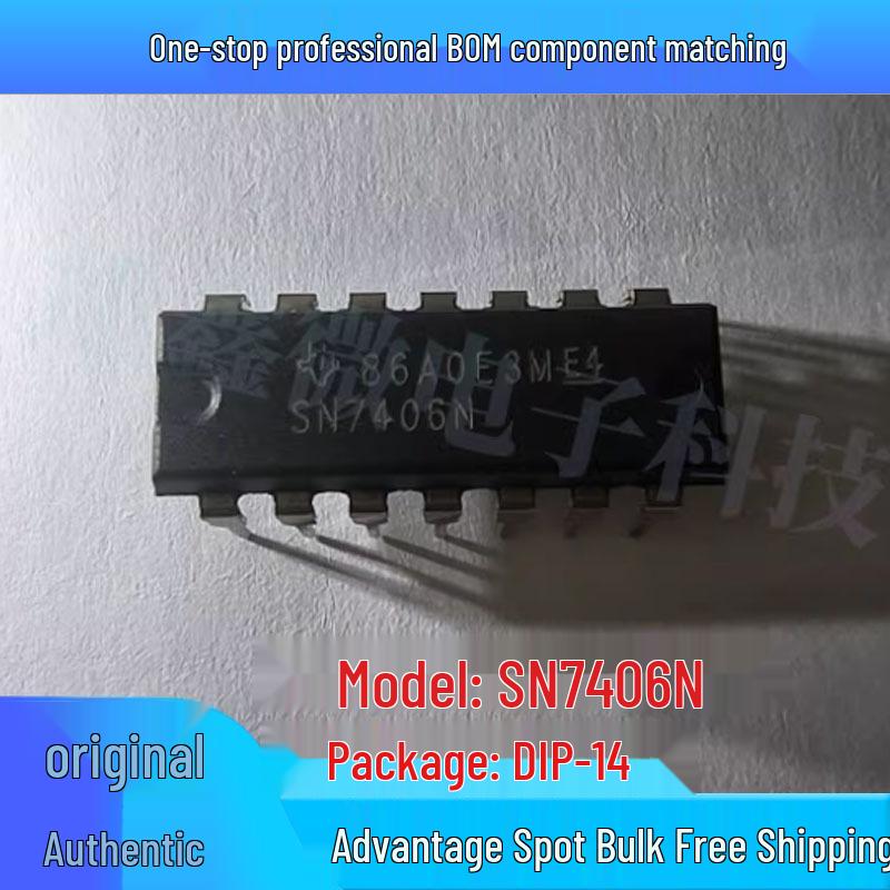 

SN7406N Hex Inverter Open-Drain Output IC, DIP-14 Package