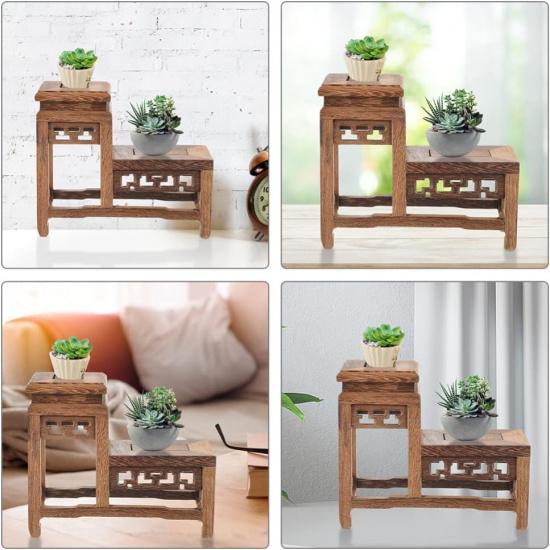 Angoily Vintage Display Stand Wood Stand for Crafts Figurine Display Base Tabletop Wood Base Vase Display Stand Flower Vase Base Buddha Statue Stand