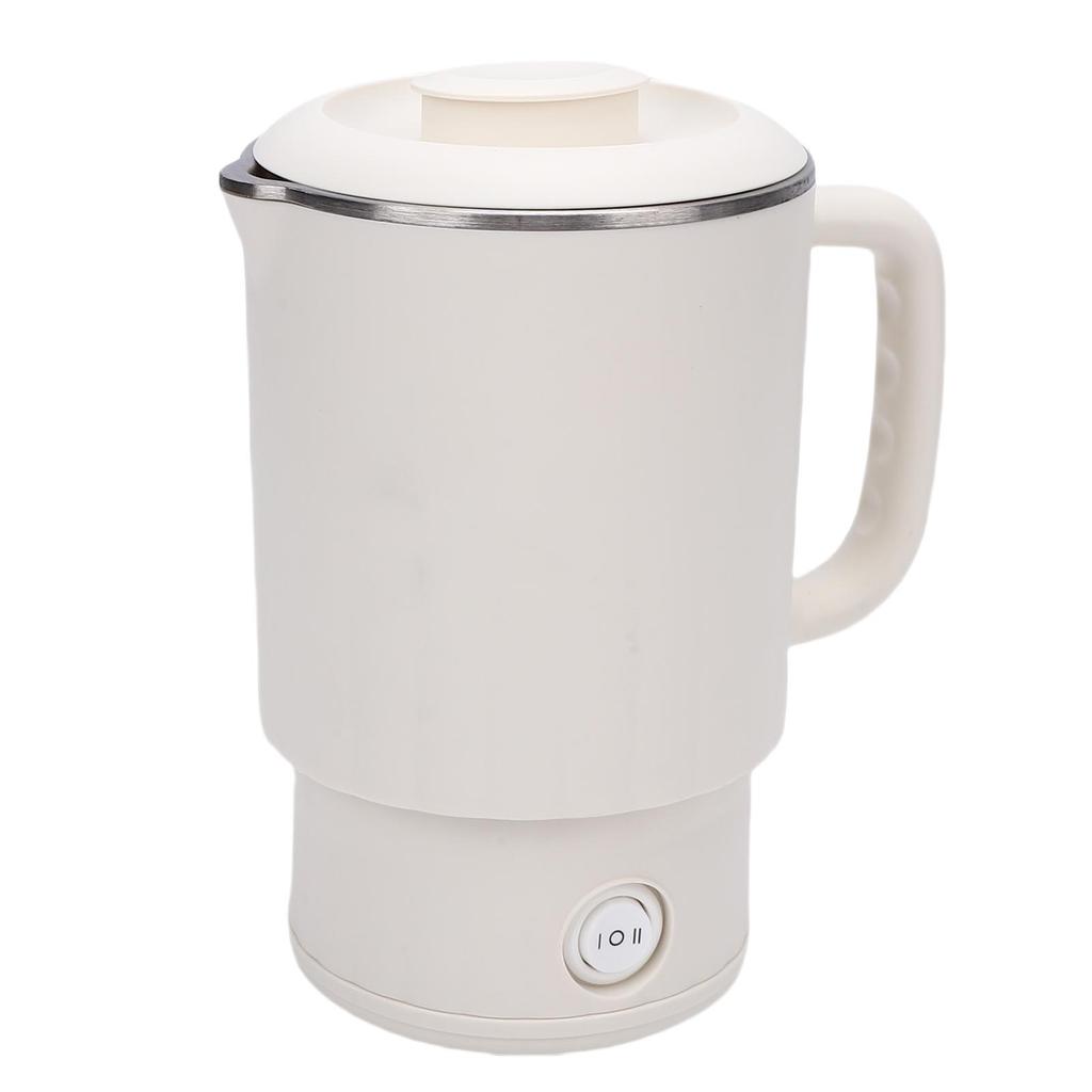 Portable Electric Kettle White 600ml Stainless Steel Interior Insulated Hot Water Kettle for Tea Coffee
