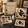 Easy Craft Kit for Beginners Halloween Sea Glass Art DIY Kit, Ghost Black Cat Owl Raven Pumpkin Creative Journey Gift Set Mosaic Set, Beginner