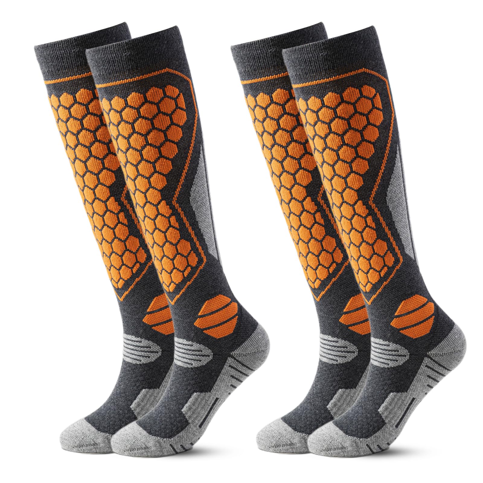Vihir Ski and Snowboard Set of Outdoor Thick and Mountaineering Socks, Unisex, Socks, 2, Autumn/Winter Activities, Support, Warmth, Breathable, оранжевый