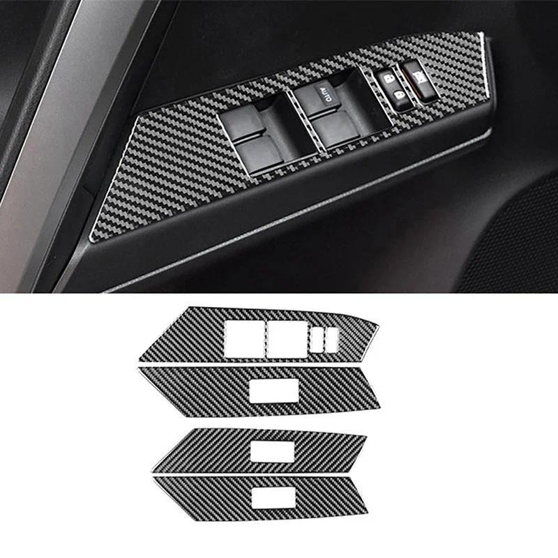For Toyota RAV4 2013-2018 Carbon Fiber Car Window Lift Panel Switch Trim Cover LHD Auto Decoration Sticker