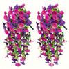 2pcs Artificial Morning Glory & Eucalyptus Hanging Decor Perfect for Home Garden Weddings Versatile Outdoor Plants Garden Party