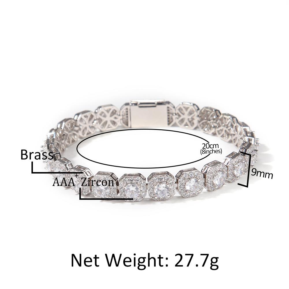 9Mm Square Rock Sugar Zircon Bracelet Wind Design Sense Niche Single Product