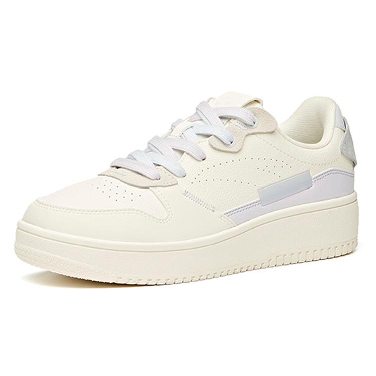 Anta Life Collection Synthetic Leather Slip Resistant Abrasion Resistant Low top Skateboard Shoes Women's White Purple 922118018-1