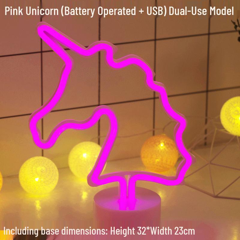 Lumière LED Néon Cactus & Flamant Rose pour Décorations de Fêtes