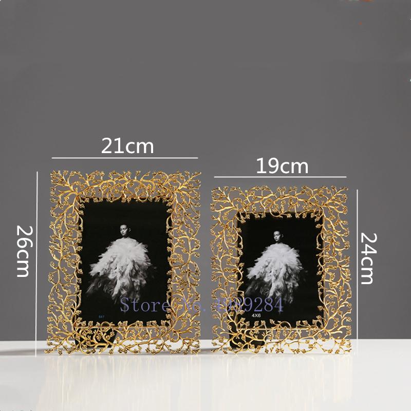 Creativity Photo Frame Metal Golden Leaves Modern Home Desktop Decoration Golden Picture Frame Photo Storage Display Decoration