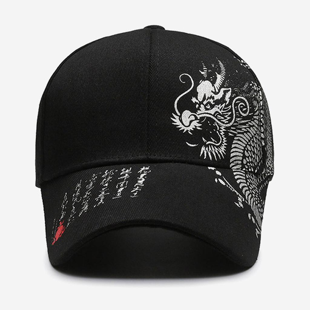 Chinese Style Printed Dragon Pattern Casual Sports Baseball Cap Versatile Outdoor Sports Hat Adjustable Baseball Cap