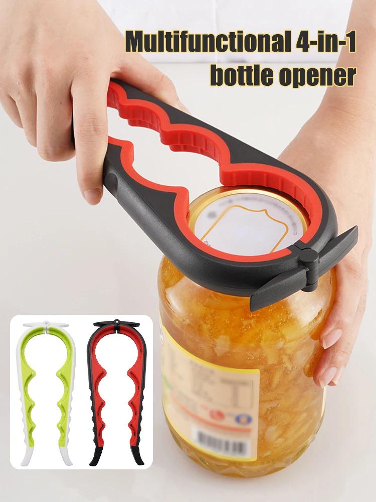 Multi-Functional 4-in-1 Can Opener & Bottle Opener Set | Anti-Slip Grip + 4 Position Bottle Cap Twister for Beer Soda Beverages